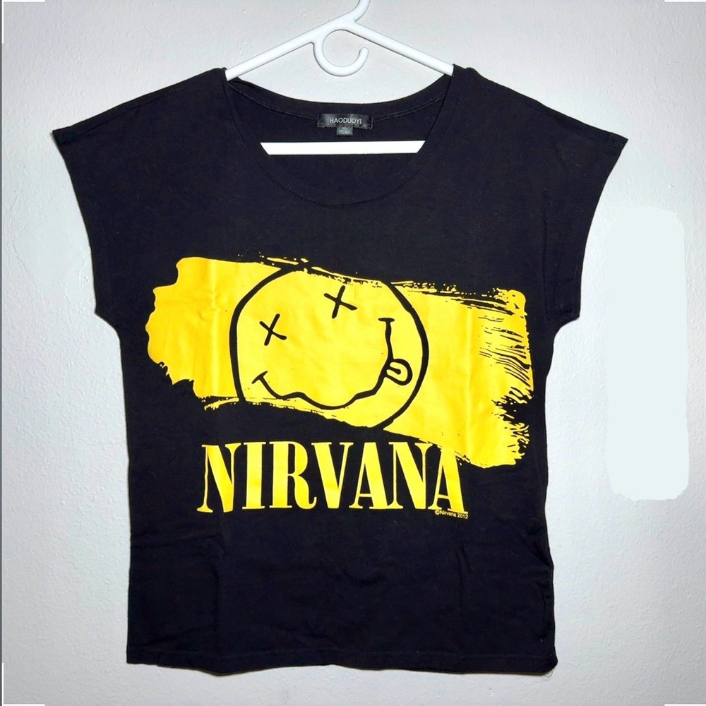 Nirvana Nevermind Smiley Face Logo Juniors XXL Sleeveless Tank Top Shirt Black